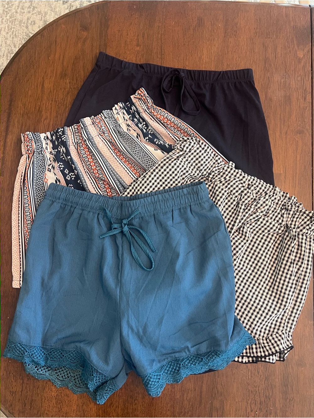Women's Blue Drawstring Lace-Hem Shorts - Pack lot size XL